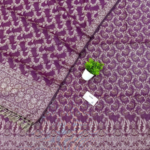 Purple Surahi Jaal Cotton Silk Banarasi Suit