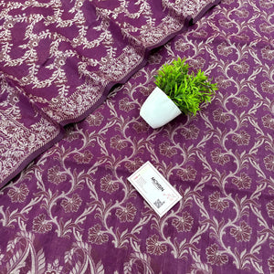 Purple Surahi Jaal Cotton Silk Banarasi Suit