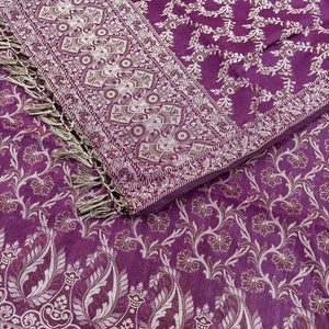 Purple Surahi Jaal Cotton Silk Banarasi Suit