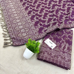Purple Surahi Jaal Cotton Silk Banarasi Suit