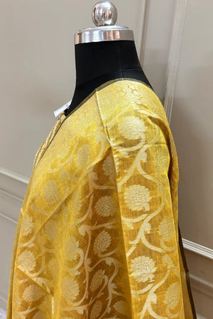 Yellow Mustard Kalgha Laheriya Banarasi Silk Suit