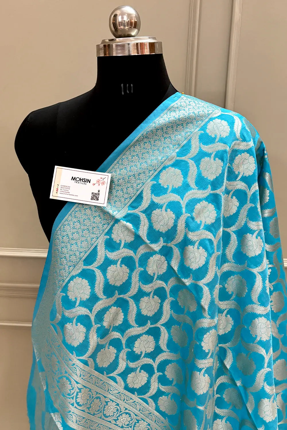 Firozi Patti Jaal Katan Silk Banarasi Dupatta