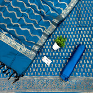 Firozi Rocket Buti Satin Silk Banarasi Suit