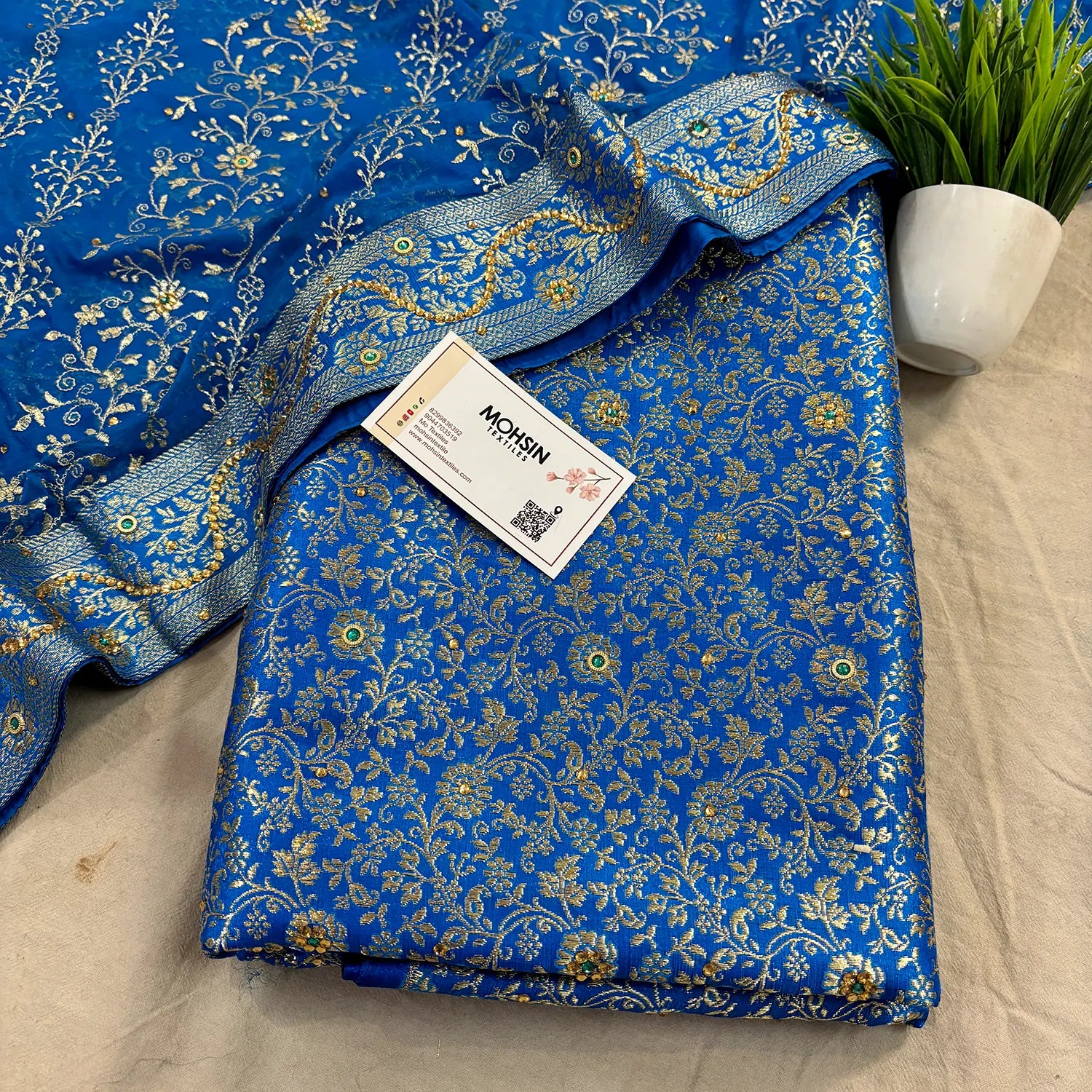 Firozi Stone Work Kimkhab Silk Banarasi Gharara