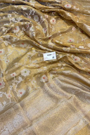 Gold Golden Zari Tissue Silk Banarasi Saree