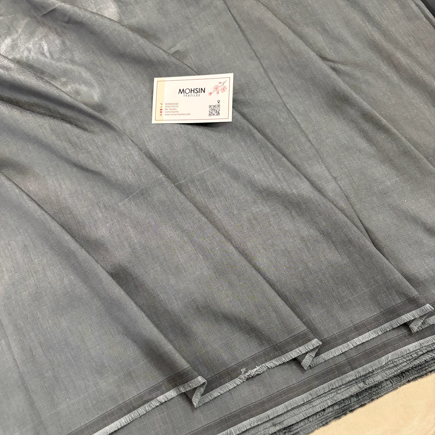 Grey Plain Cotton Silk Fabric