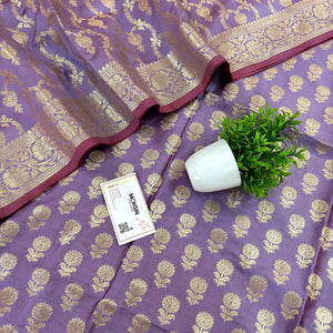 Lavender Sunflower Katan Silk Banarasi Suit