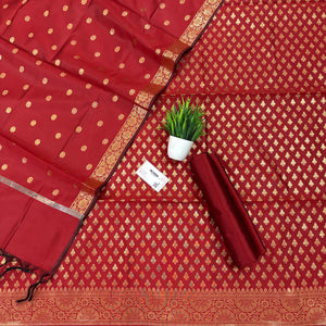 Maroon Chidiya Buti Satin Silk Banarasi Suit