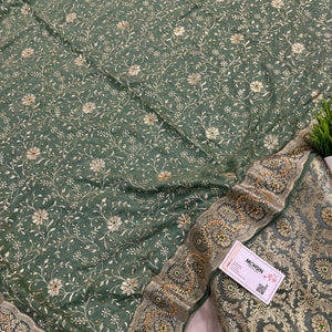 Mint Green Chiragha Jaal Stone Work Kimkhab Silk Banarasi Gharara