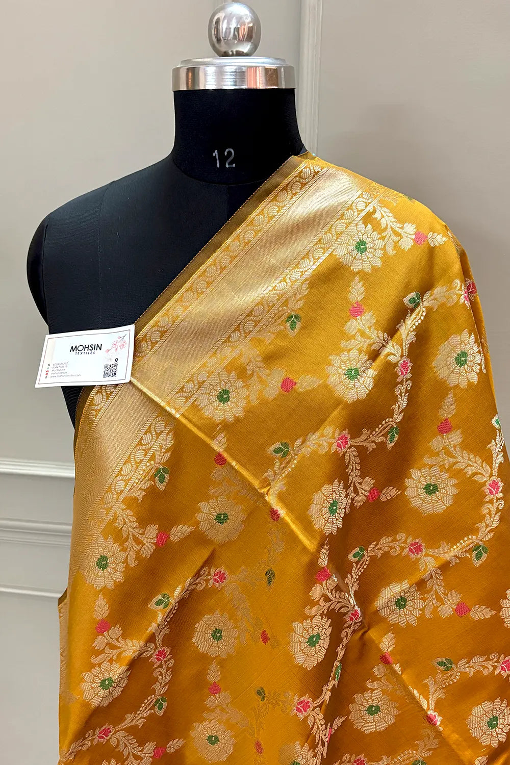 Mustard Meenakari Satin Silk Banarasi Dupatta
