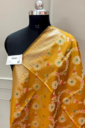 Mustard Meenakari Satin Silk Banarasi Dupatta