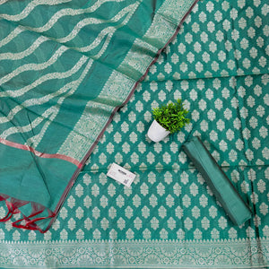 Sea Green Tri Phool Banarasi Silk Suit