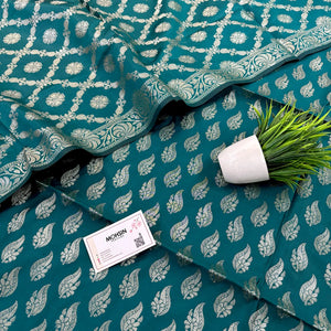 Teal Agnipath Buti Satin Silk Banarasi Suit