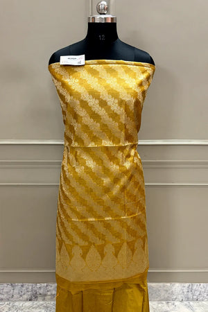 Yellow Mustard Kalgha Laheriya Banarasi Silk Suit
