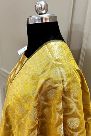 Mustard Kalgha Buti Banarasi Silk Suit