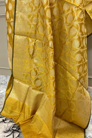 Mustard Kalgha Buti Banarasi Silk Suit