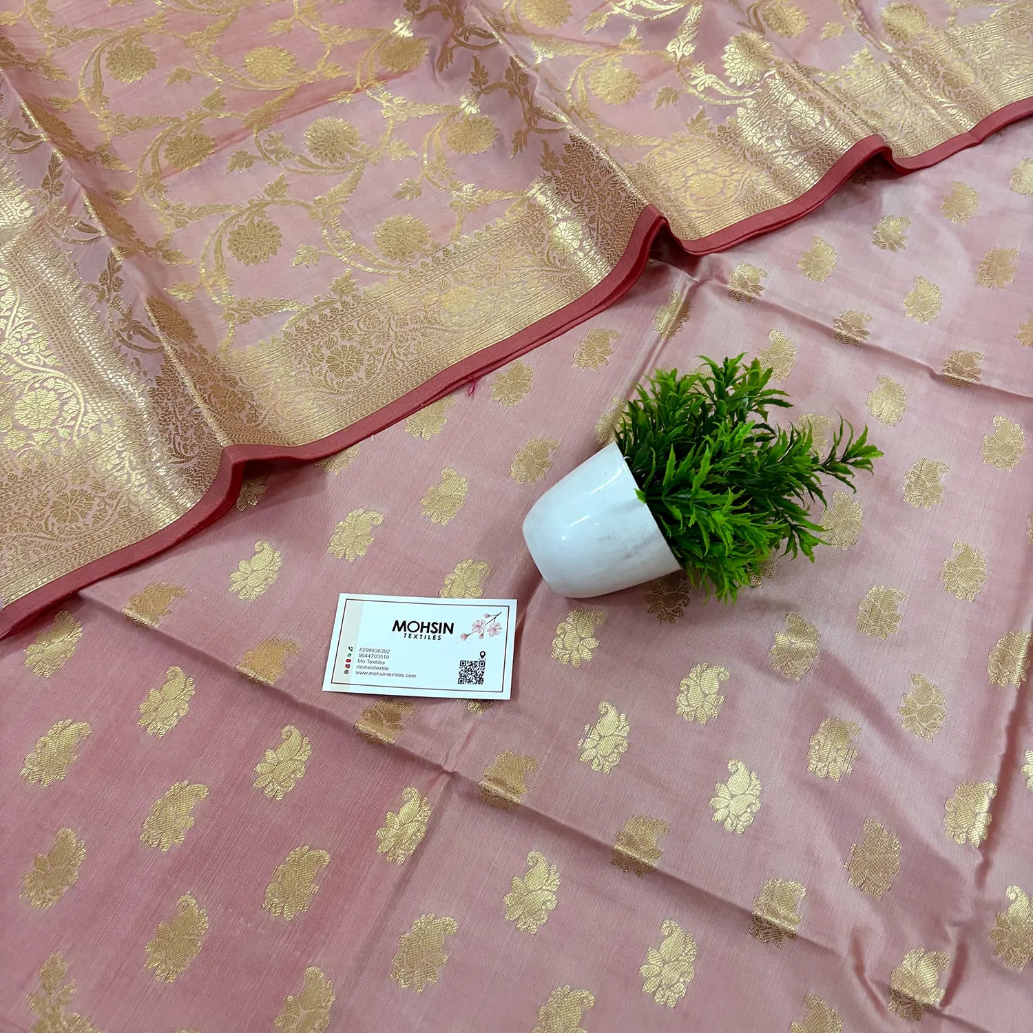 Baby Pink Godzilla Satin Silk Banarasi Suit