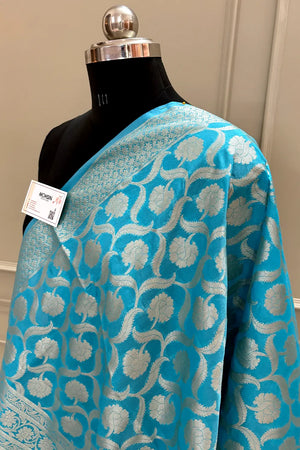 Firozi Patti Jaal Katan Silk Banarasi Dupatta