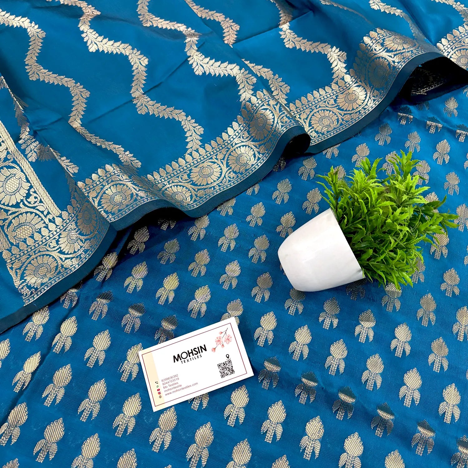 Firozi Rocket Buti Satin Silk Banarasi Suit