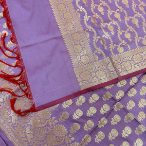 Lavender Sunflower Katan Silk Banarasi Suit