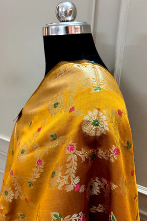 Mustard Meenakari Satin Silk Banarasi Dupatta