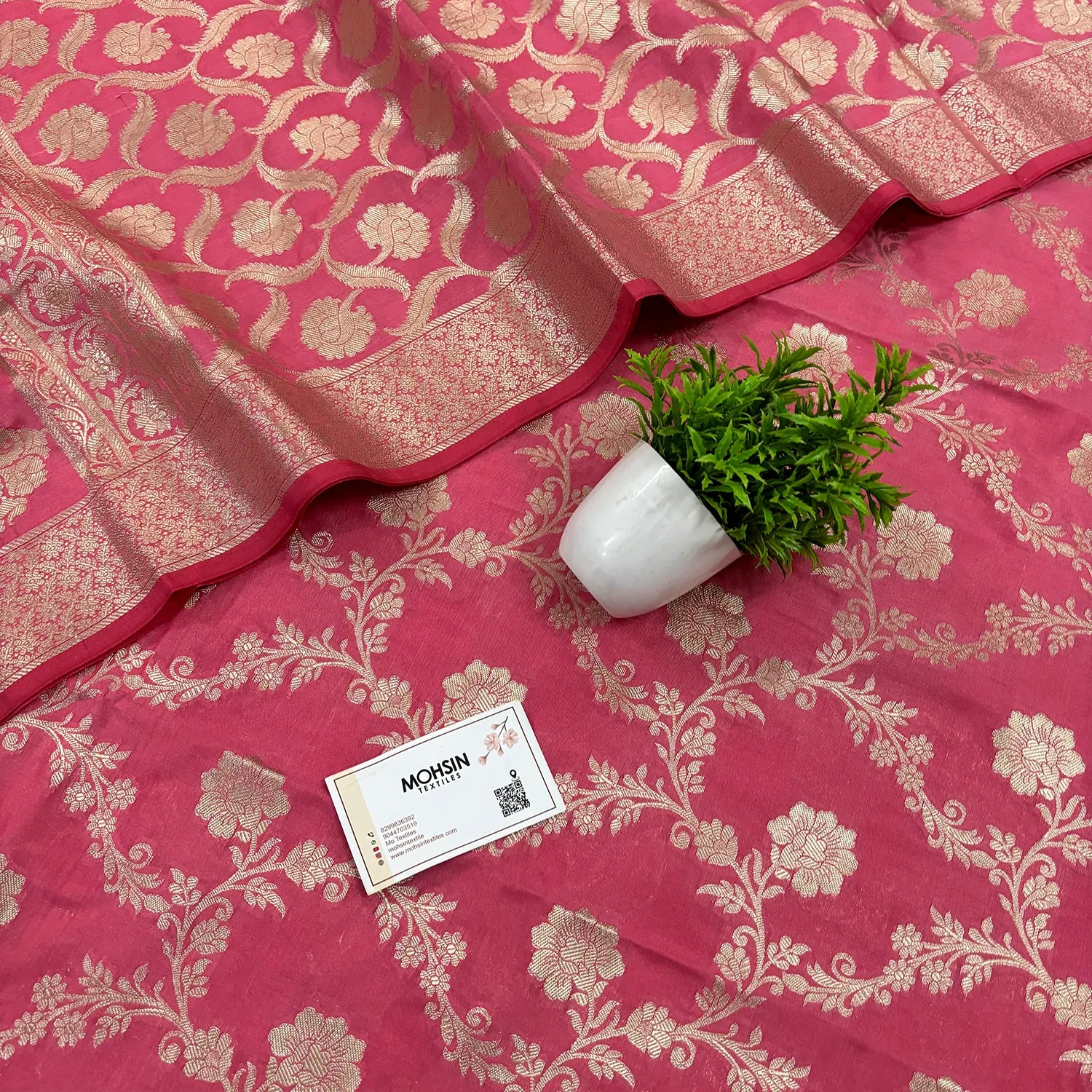 Peach Kashmiri Jaal Katan Silk Banarasi Suit