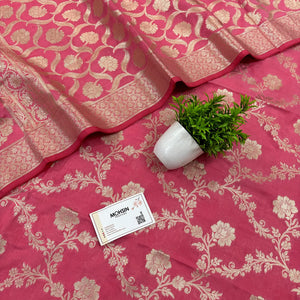 Peach Kashmiri Jaal Katan Silk Banarasi Suit