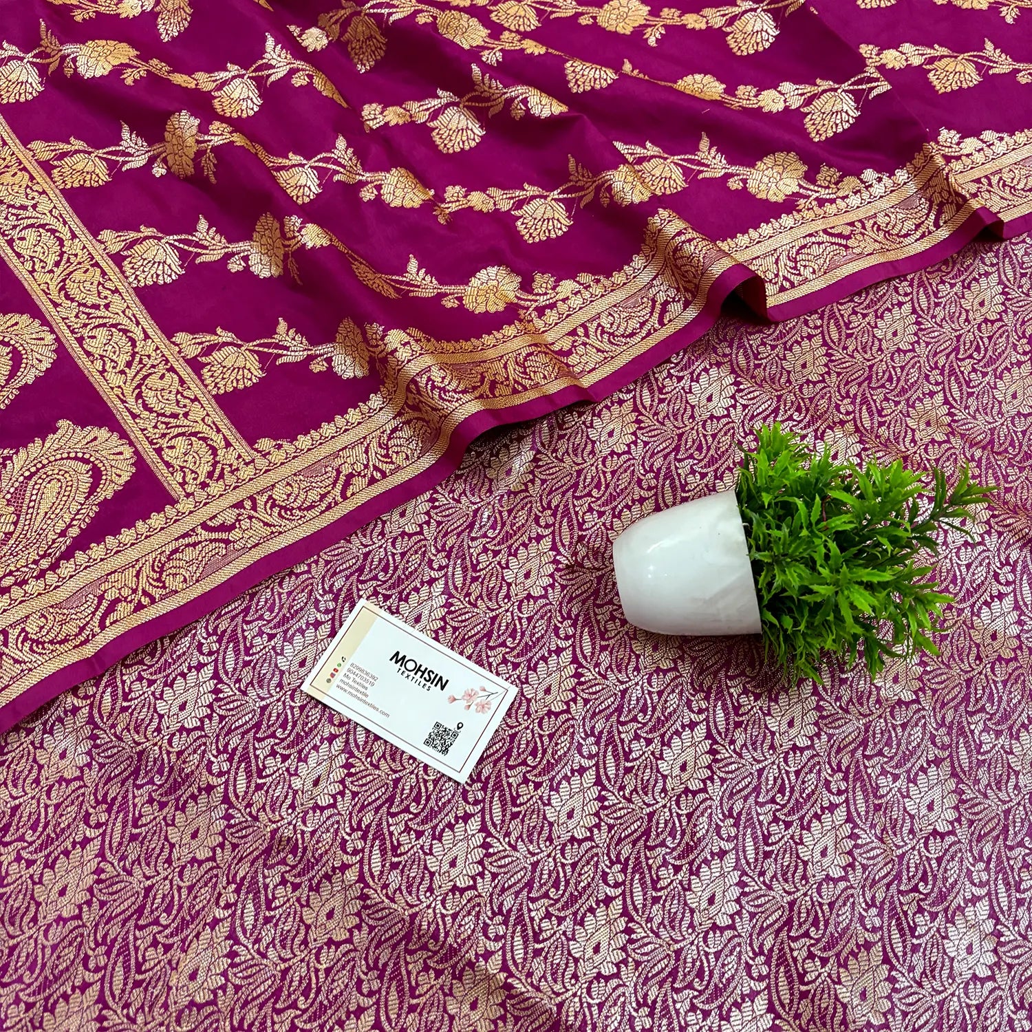 Pink Golden Zari Katan Silk Banarasi Suit