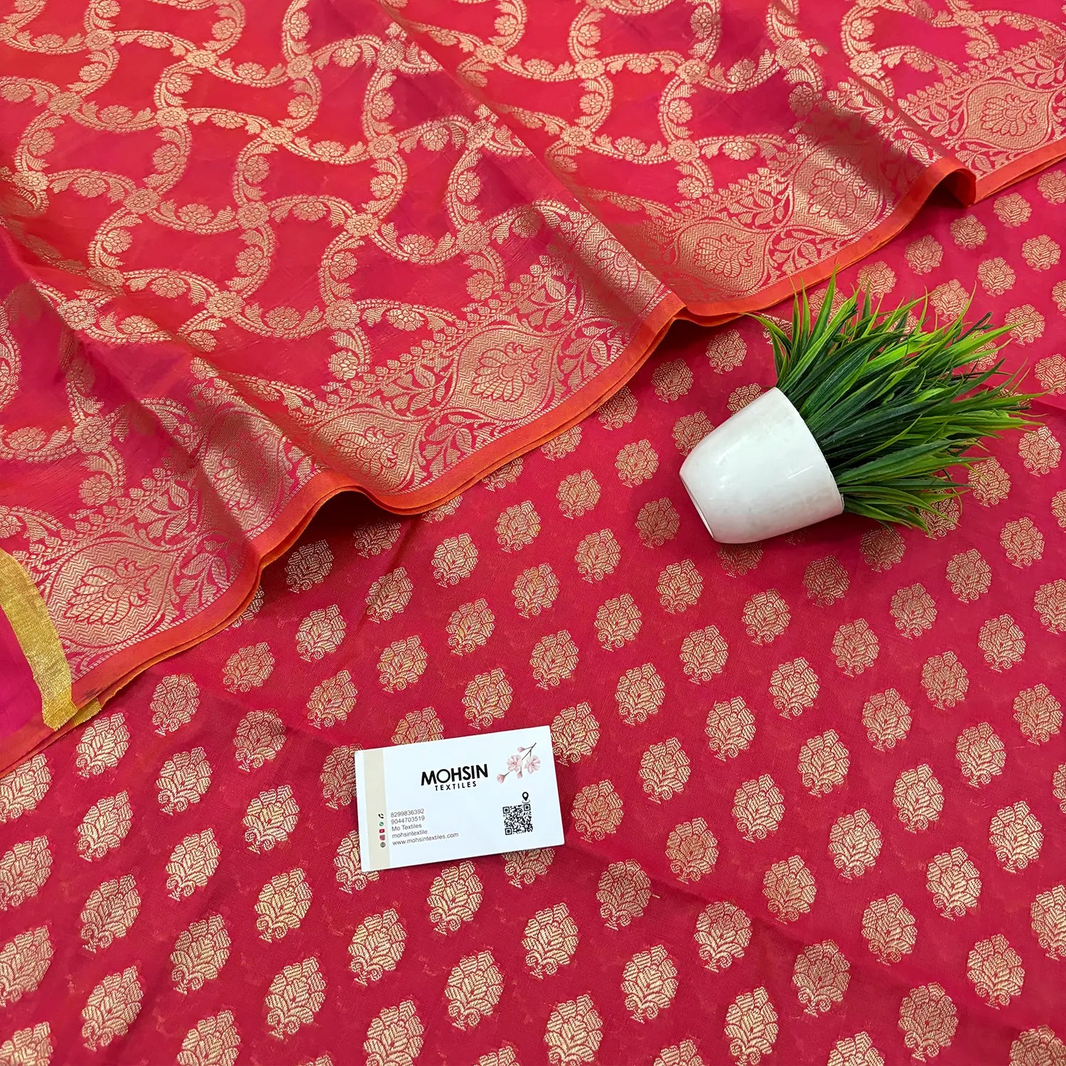 Pink Golden Zari Resham Silk Banarasi Suit