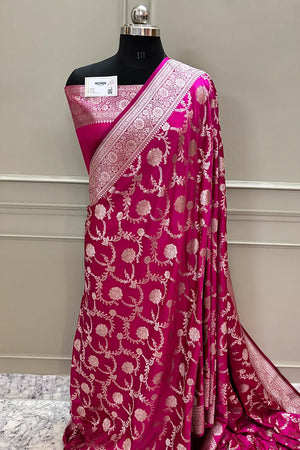 Pink Laabela Jaal Katan Silk Banarasi Saree