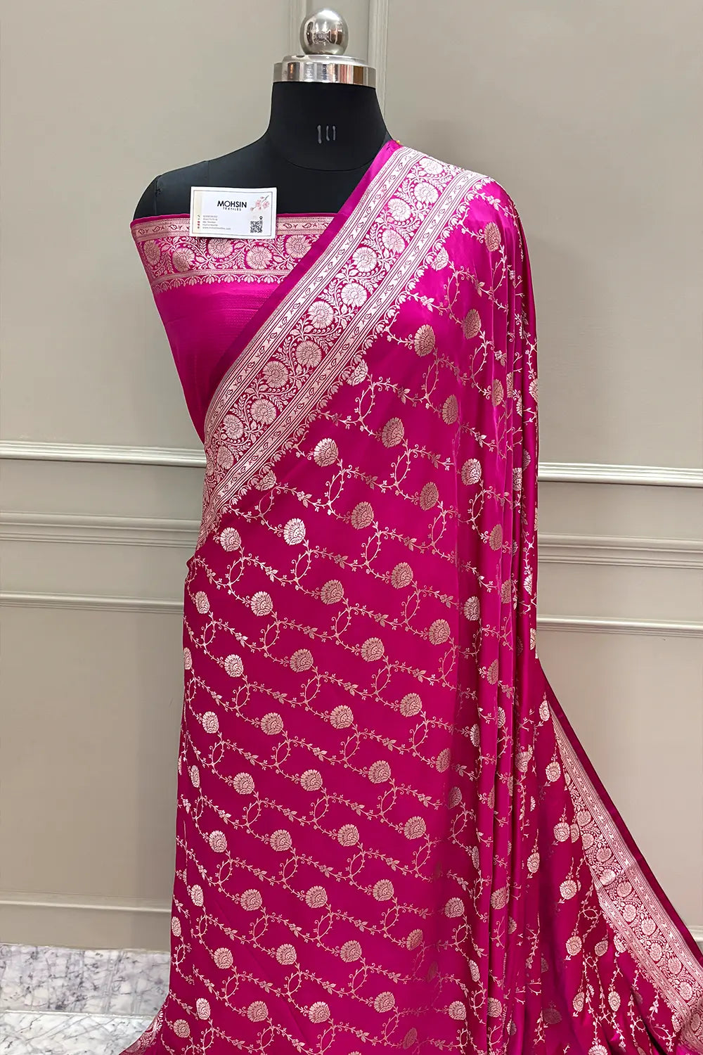 Pink Ropeway Jaal Katan Silk Banarasi Saree