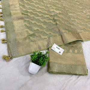 Pista Pairahan Tissue Silk Banarasi Suit