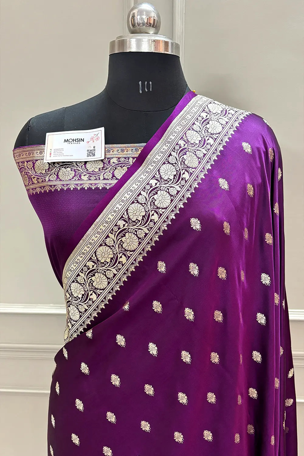 Purple Flying Buti Katan Silk Banarasi Saree