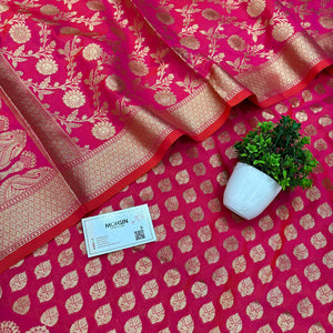 Rani Pink Gumbad Buti Katan Silk Banarasi Suit