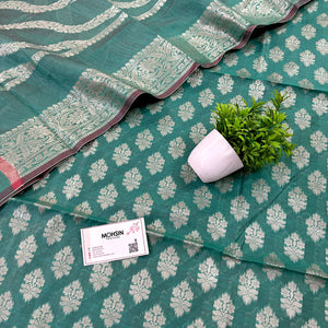 Sea Green Tri Phool Banarasi Silk Suit