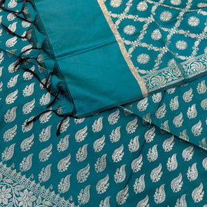 Teal Agnipath Buti Satin Silk Banarasi Suit