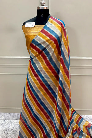 Yellow Resham Zari Cotton Silk Banarasi Saree