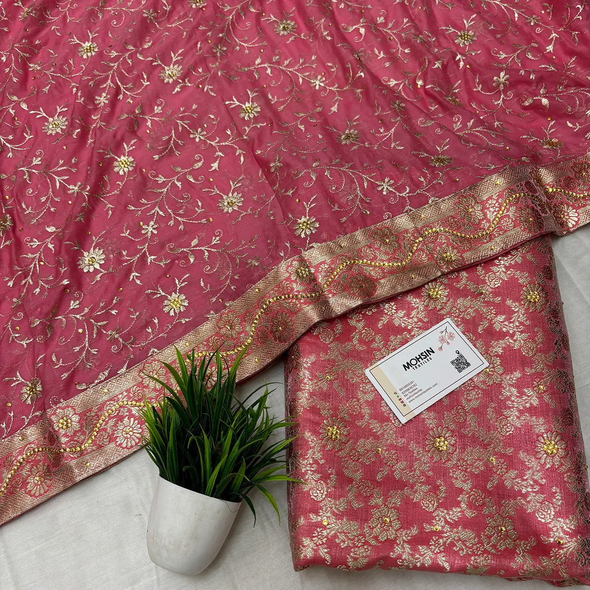 Light Pink Stone Work Kimkhab Silk Banarasi Gharara