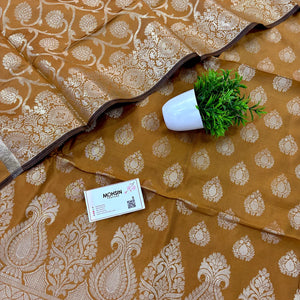 Dark Mustard Kalgha Buti Banarasi Silk Suit