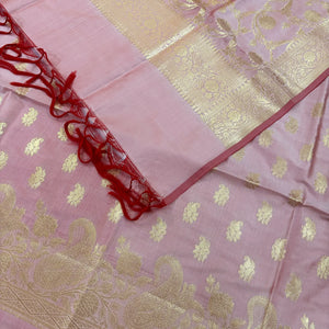 Baby Pink Godzilla Satin Silk Banarasi Suit
