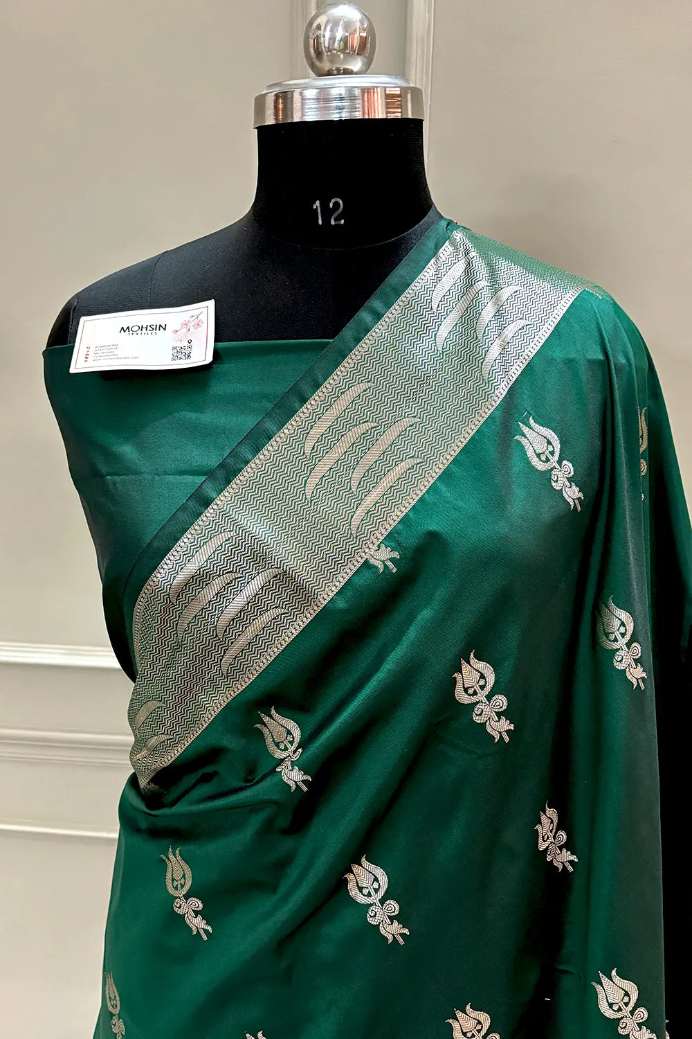 Bottle Green Kalyug Satin Silk Banarasi Saree