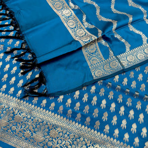 Firozi Rocket Buti Satin Silk Banarasi Suit