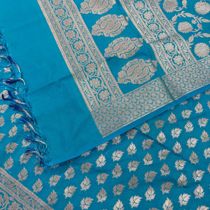 Firozi Tedhi Patti Katan Silk Banarasi Suit