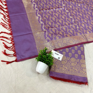 Lavender Sunflower Katan Silk Banarasi Suit