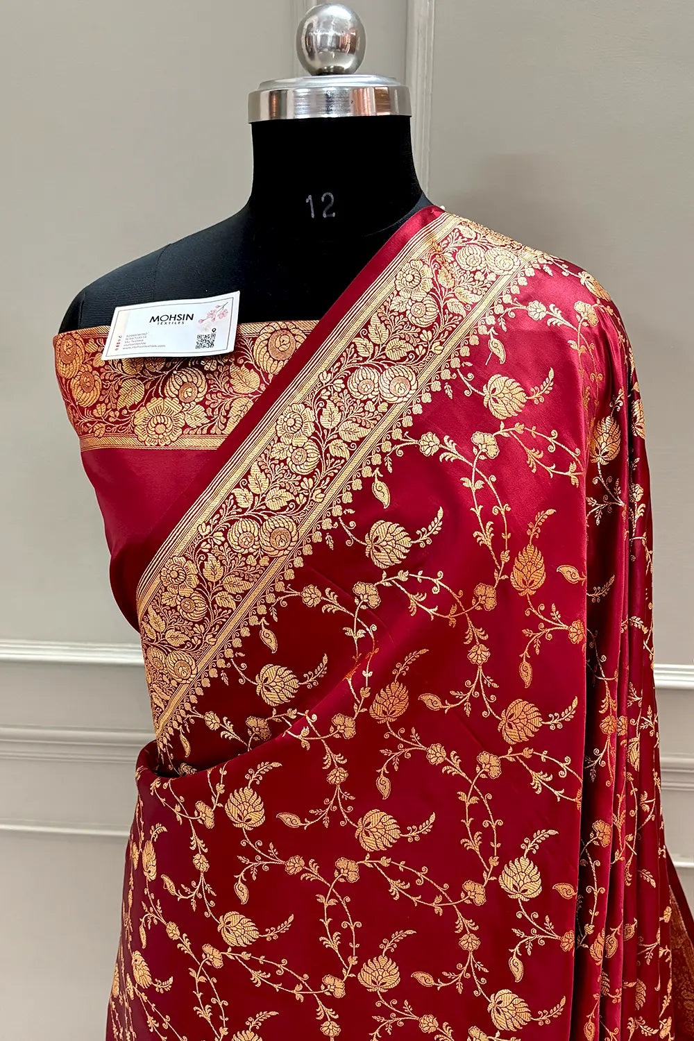 Maroon Jangla Katan Silk Banarasi Saree