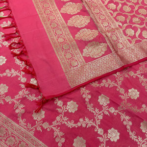 Peach Kashmiri Jaal Katan Silk Banarasi Suit