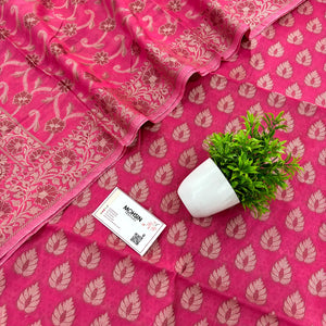 Pink Kacchi Carry Patta Cotton Silk Banarasi Suit
