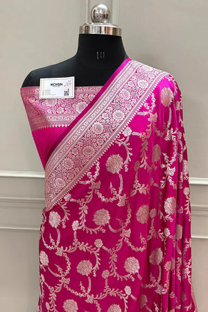 Pink Laabela Jaal Katan Silk Banarasi Saree