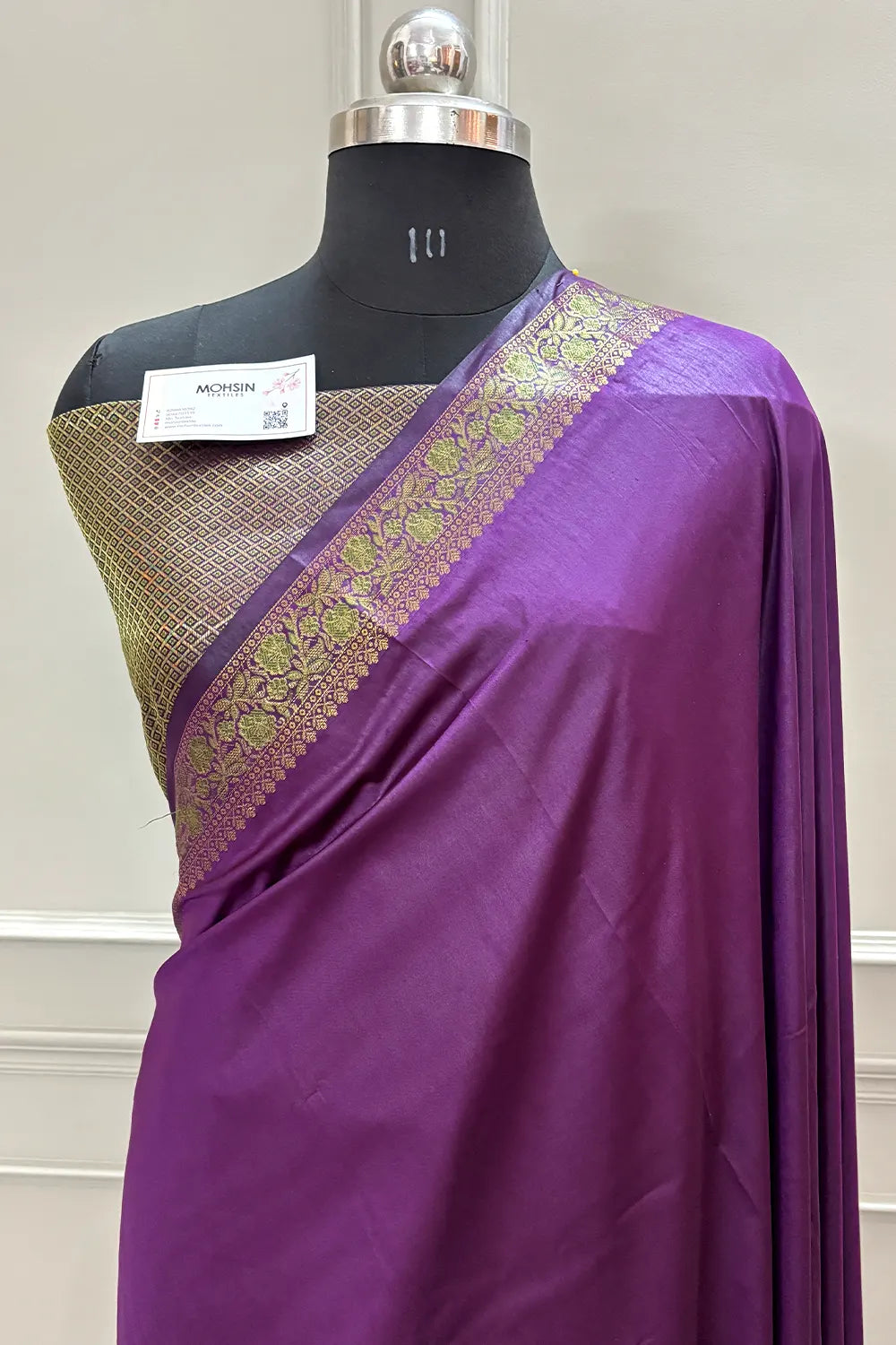Purple Plain Golden Zari Silky Banarasi Saree