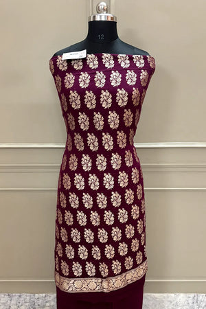 Purple Pure Georgette Silk Banarasi Suit